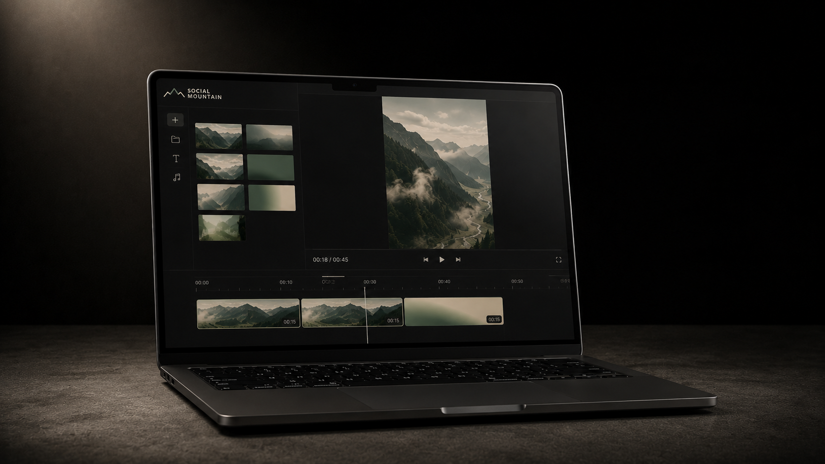 Social Media Content-Erstellung — Reel-Editor mit Tiroler Bergaufnahmen auf MacBook Pro